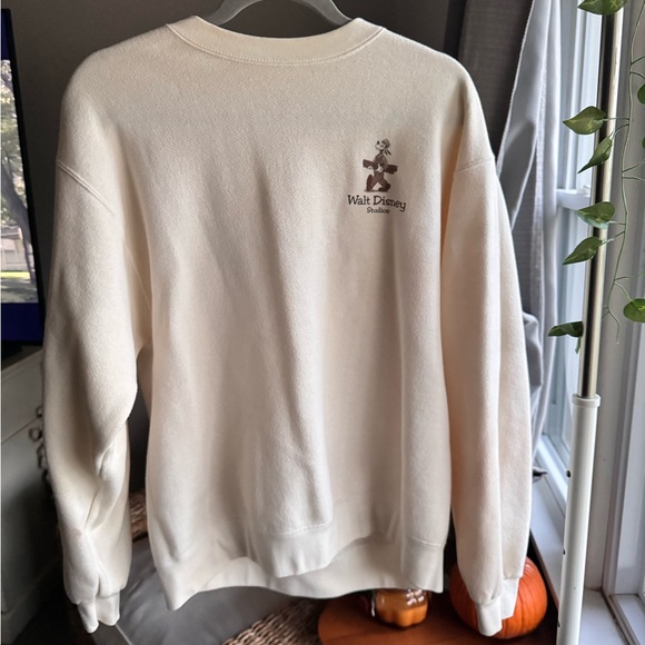 VTG Walt Disney Studios Construction Crew 1933 Mickey Crewneck Sweatshirt Beige - Picture 2 of 10